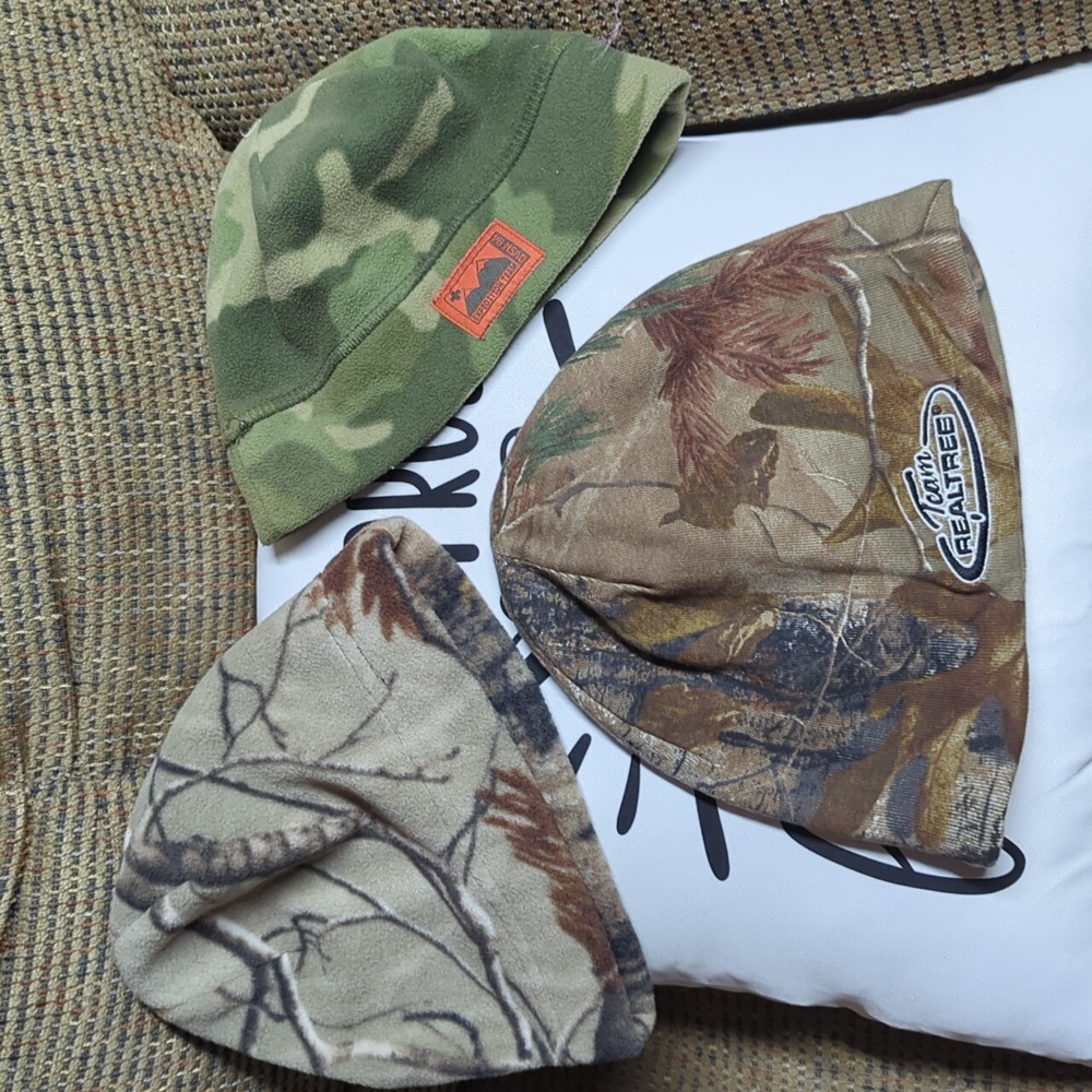 Lot of three camo beanies